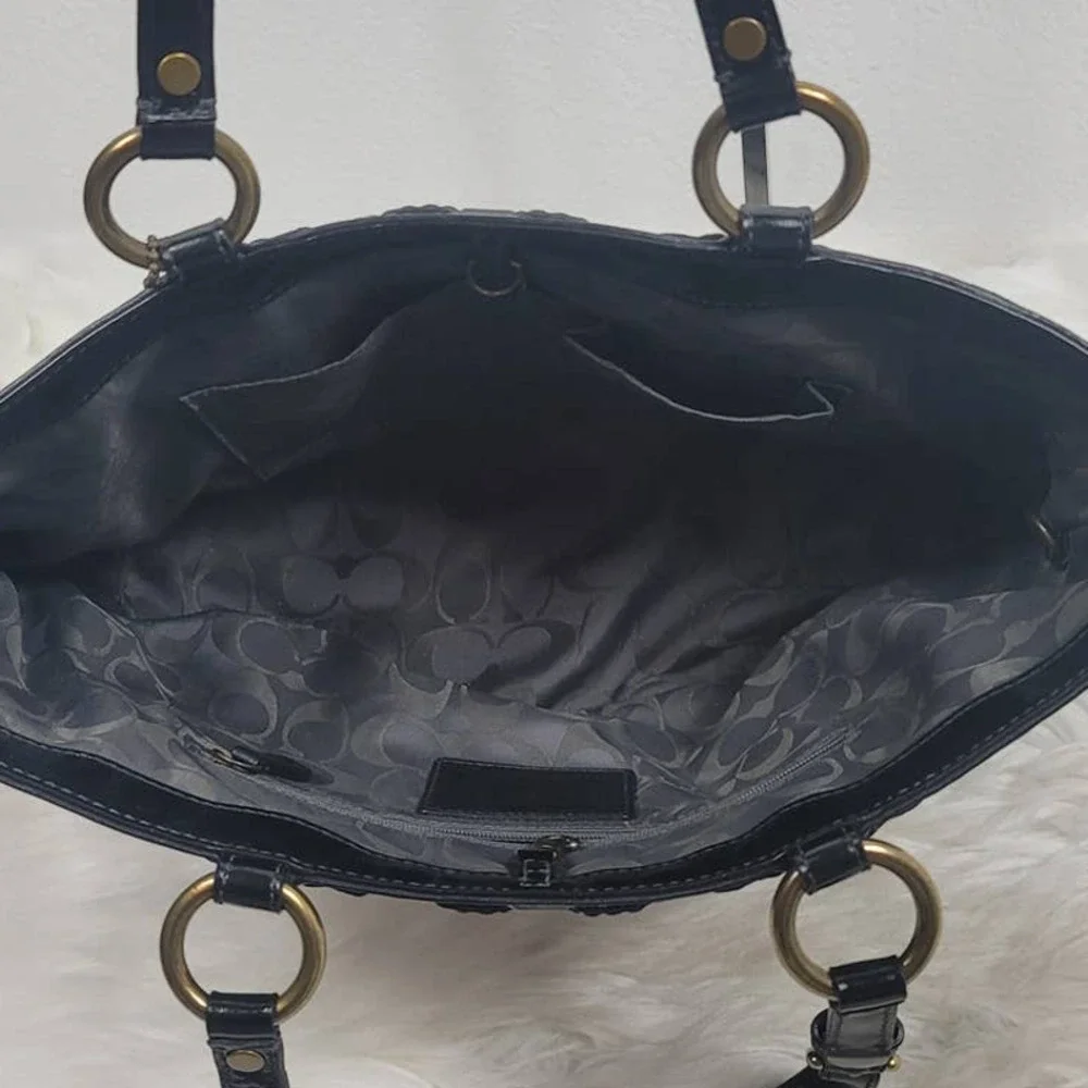 COACH Black Patent Leather Tote F0773-11500 - Picture 7 of 8